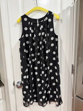 Emma & Michele Black and White Polka Dot Sleeveless Dress